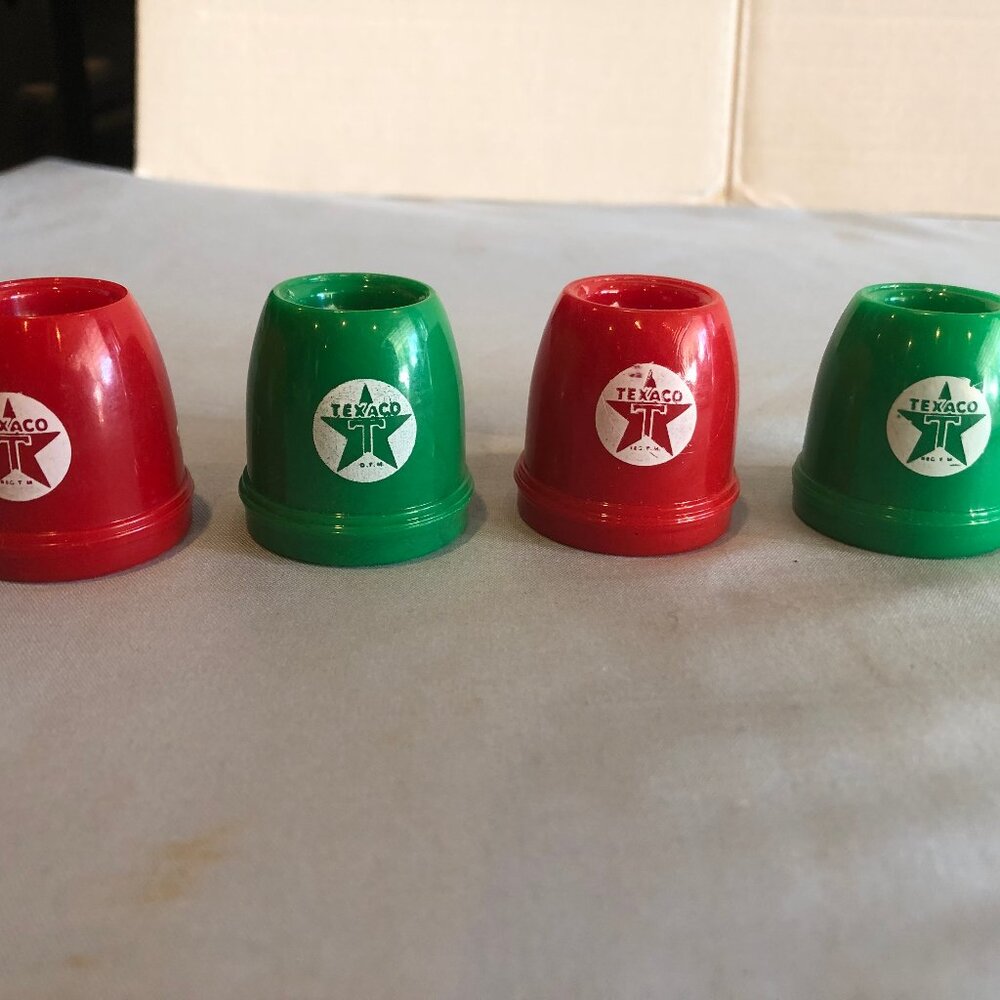 VINTAGE LOT of 4 TEXACO Green & Red Bottle Topper Farm Advertising #F69